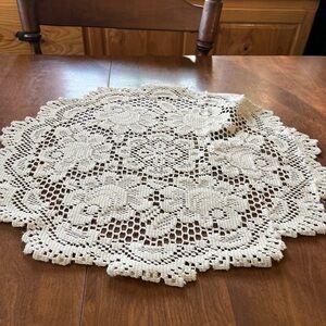 Cream Lace Table Linen with Intricate Floral Patterns